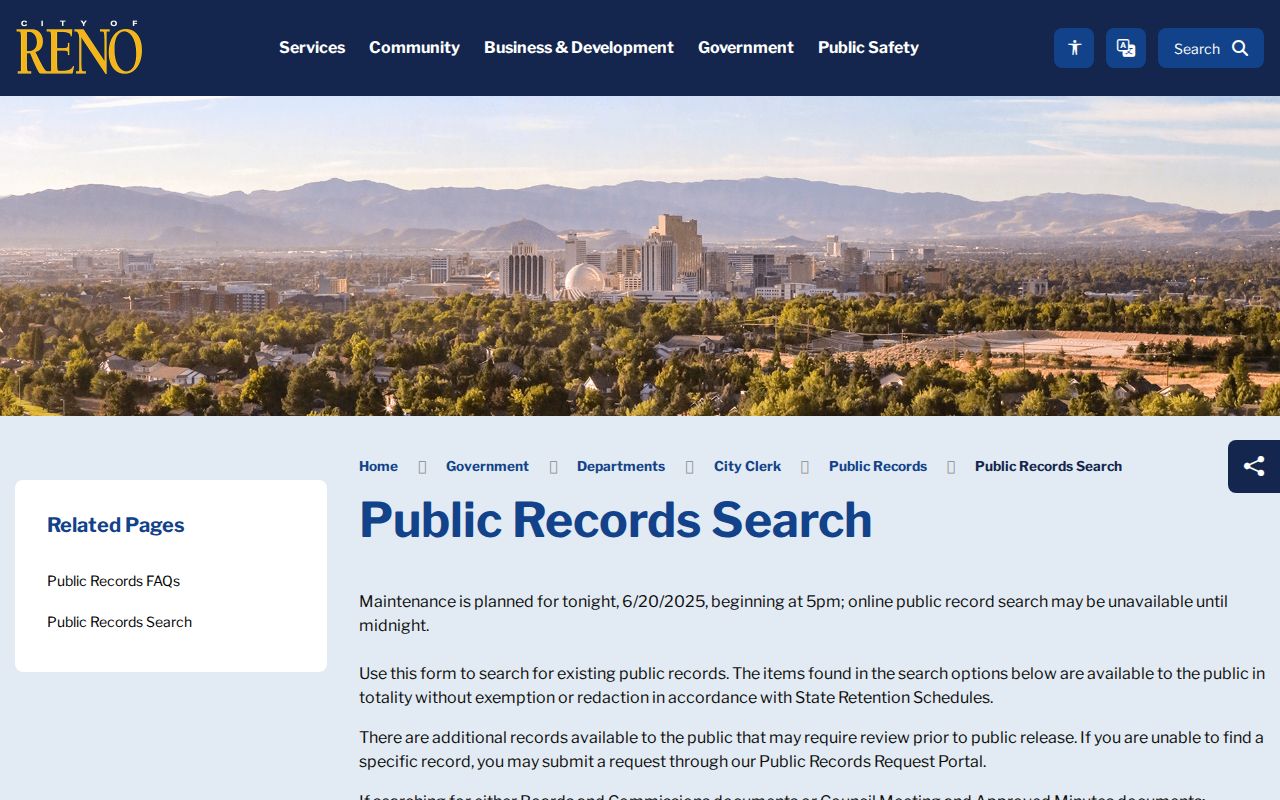 Washoe County residents directory Reno public records search