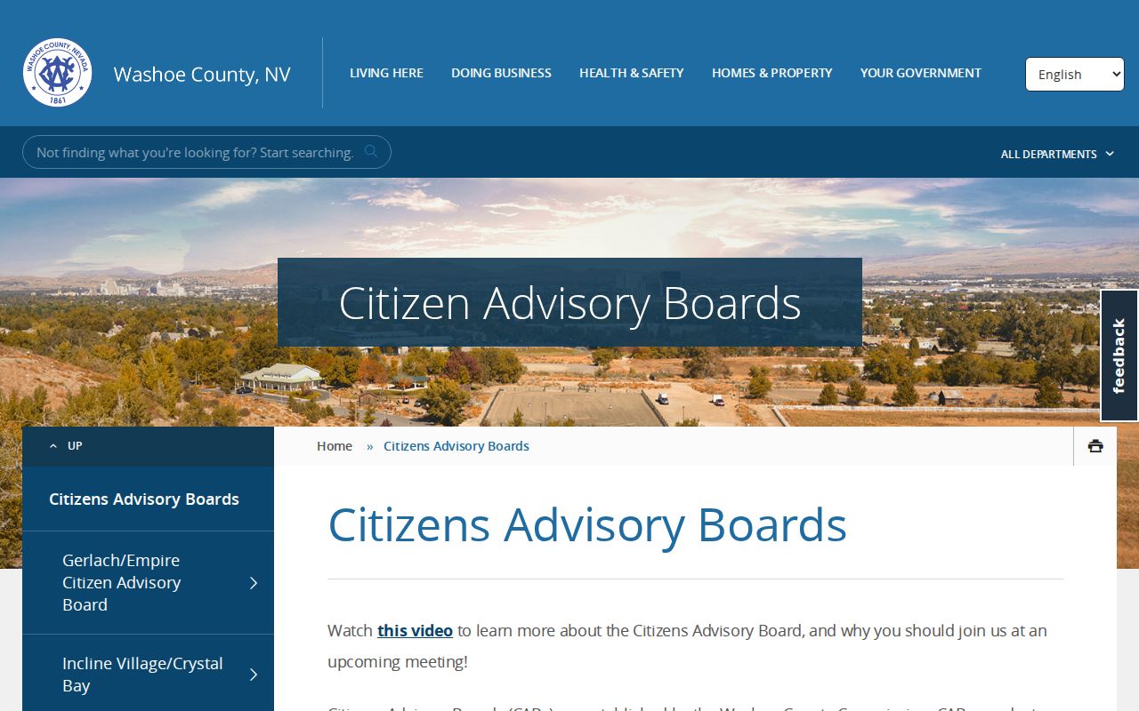 Washoe County neighbors Citizens Advisory Board directory