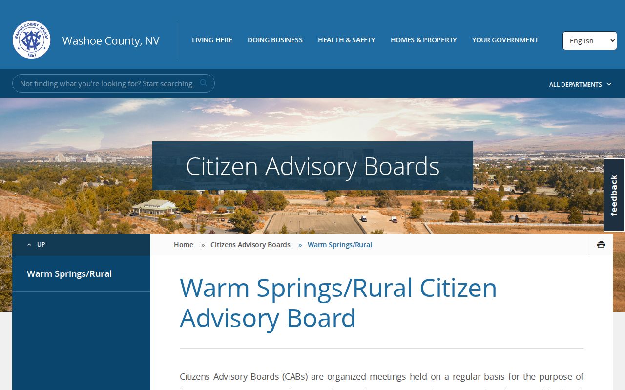 Washoe County neighbors Warm Springs Rural CAB page