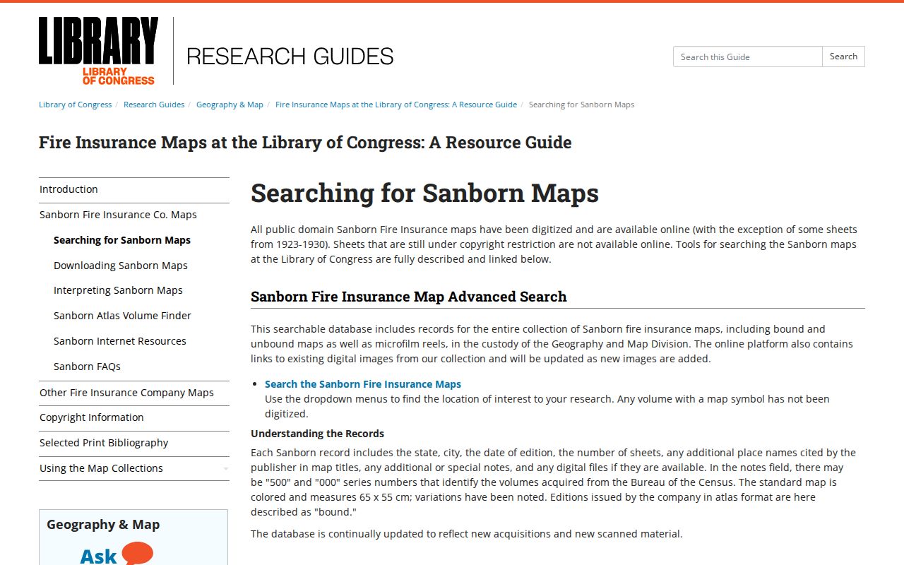 Washoe County previous residents address context from Sanborn map guidance