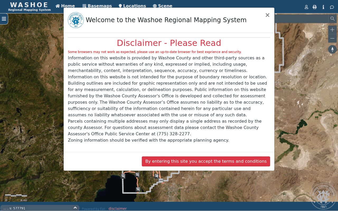 Washoe County street directory WRMS parcel viewer